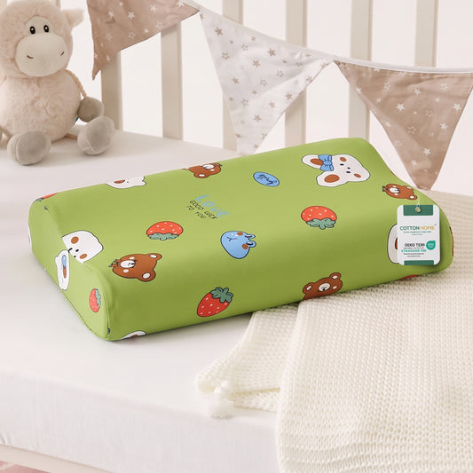 Snoozie Kids Contour Memory Foam Pillow 26x38 cm, Ergonomic Pillow for Children, Removable Cover Good Luck