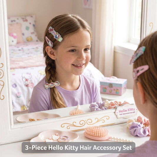 Hello Kitty Printed School Backpack and Hair Accessory Bundle 18