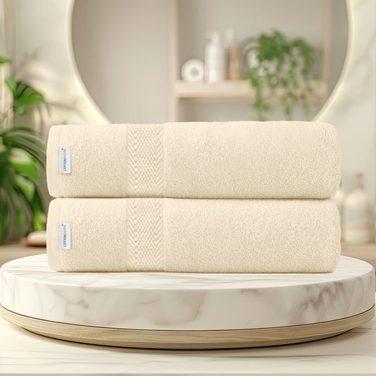 Cotton Bath Sheet 100x150 CM 2 Piece Set-Soft Feel, Quick Dry, Highly Absorbent Durable Towels - Cotton Home