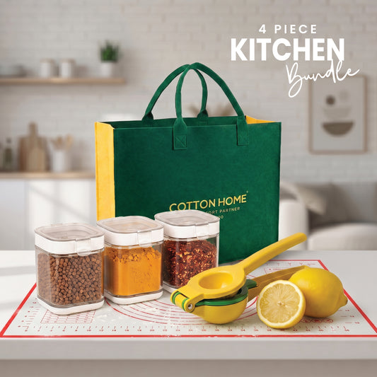 Kitchen Essentials Bundle – Lemon Squeezer, Silicone Baking Mat & Airtight Glass Storage