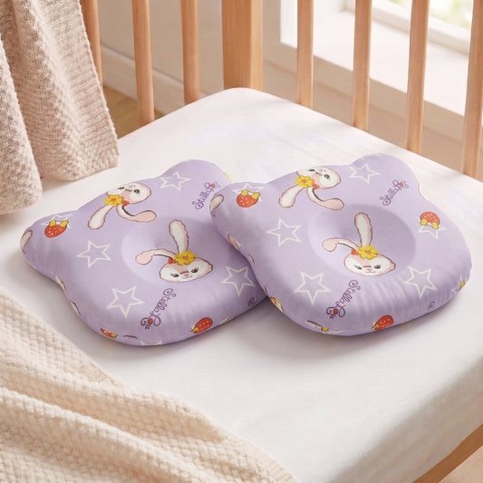 Memory Foam Baby Pillow Pack of 2 Soft Cotton Removable Cover 25x20 cm Lavender