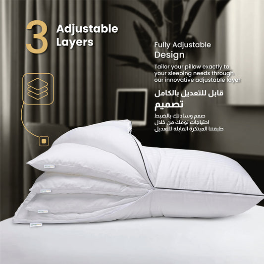 Triton Premium Cotton Three-in-One Adjustable Layer Cotton Pillow with Down Alternative filling 50x75 cm - Cotton Home