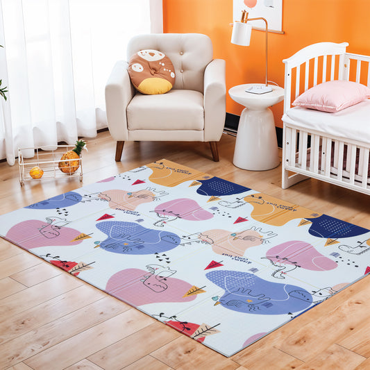Baby Crawling Mat 200x180CM Large Reversible Waterproof, Non-Slip Play Mat with Elephant Design