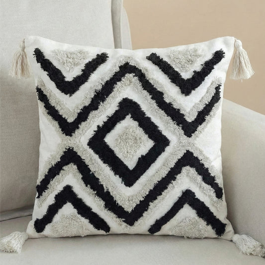 Boho Handcrafted Throw Pillow 45x45cm Filled Cushion with Maze Design