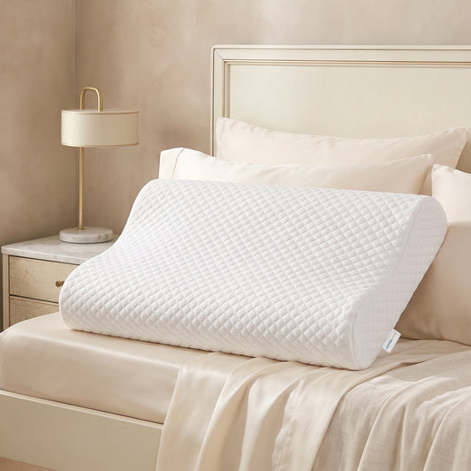 High Quality Mini Size 31x47cm (7x9) Knitted Anti Snore Contour Cervical Neck Support Memory Foam Pillow with Washable White Cover