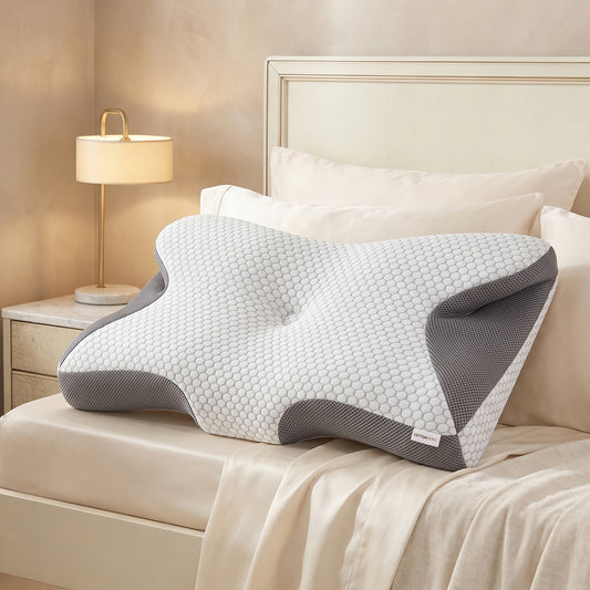 Ergo Memory Foam Pillow with Breathable, Washable Cover 64x40x12cm