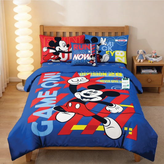 Micky Mouse Official Kids Bedding Set – 5 Piece Comforter Set Cozy & Colorful Cartoon Character with Matching Pillowcases & Bedsheet