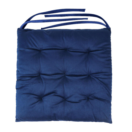 Velvet Slip Free Tufted Chair Cushion Navy Blue 40x40cm - Cotton Home
