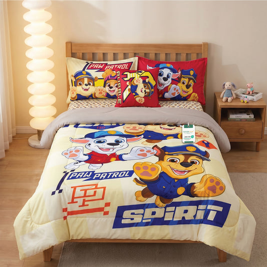 Paw Petrol Official Kids Bedding Set – 5 Piece Comforter Set Cozy & Colorful Cartoon Character with Matching Pillowcases & Bedsheet