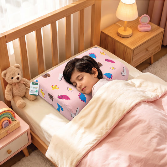 Kids Contour Memory Foam Pillows - Pink Dino (26x38cm)