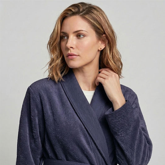 Plush Cotton Adult Bathrobe 100% Cotton Thick & Absorbent - Violet