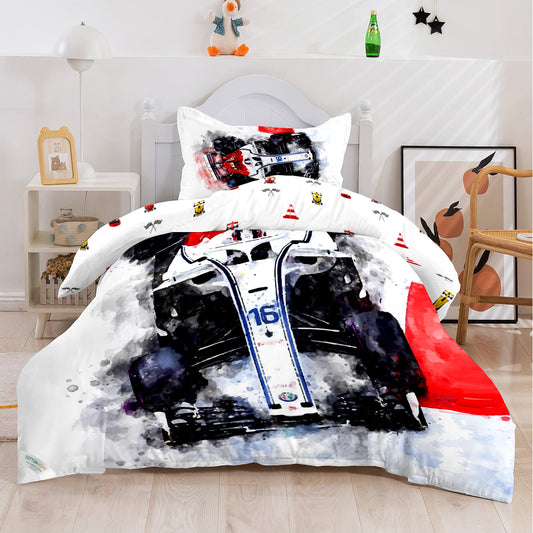 Kids Duvet Cover Set 3 Pcs - Sports Car Print | 135x220cm | Microfiber | Cotton Home - Cotton Home