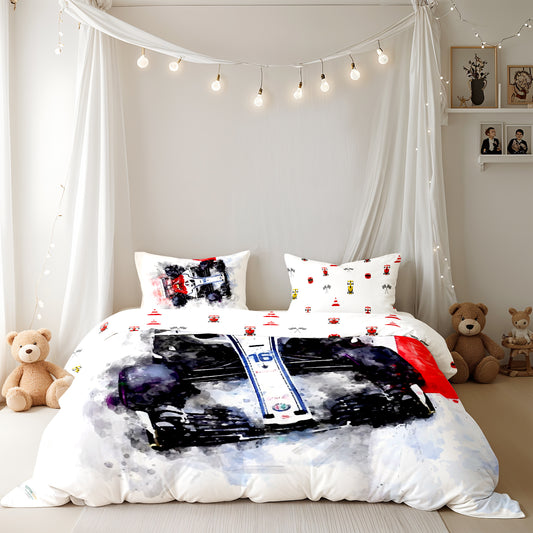 Kids Duvet Cover Set - 4 Pc - Sports Car Print 160x220cm | Cotton Home - Cotton Home
