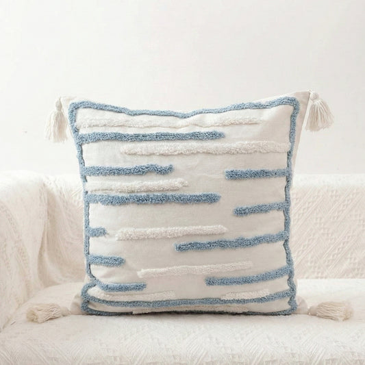 Boho Handcrafted Throw Pillow 45x45cm Filled Cushion with Stripe Design Pack of 2