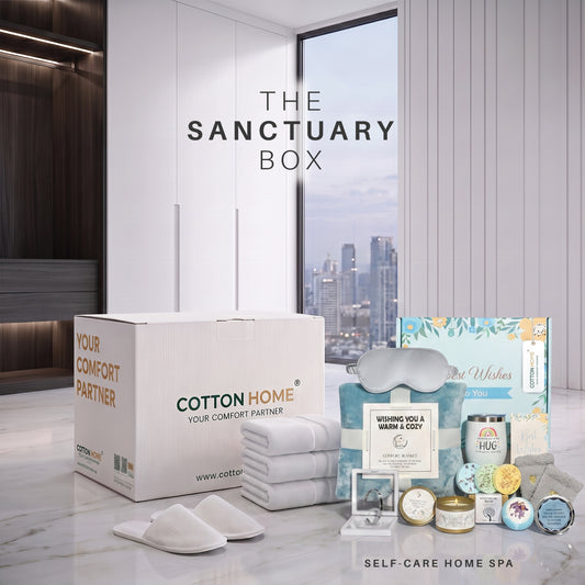 The Sanctuary Box Set – Luxury Home & Bath Gift Bundle Self Care Home Spa Blue