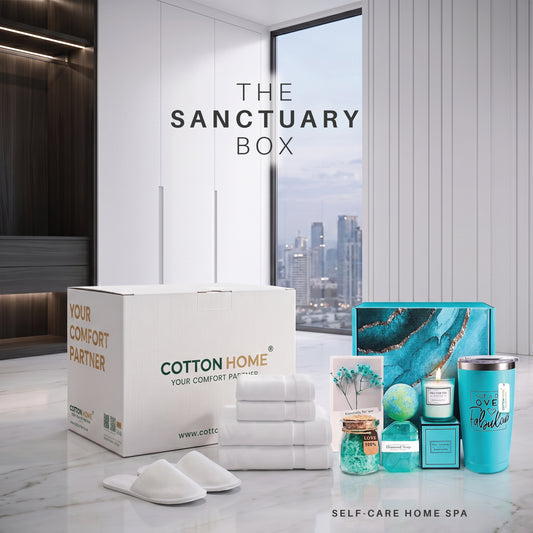The Sanctuary Box Set – Luxury Home & Bath Gift Bundle Self Care Home Spa Teal