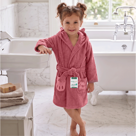 Cacoon Kids Cotton Bathrobe with Hood, Tie Belt & Pockets - Cuddle Cat