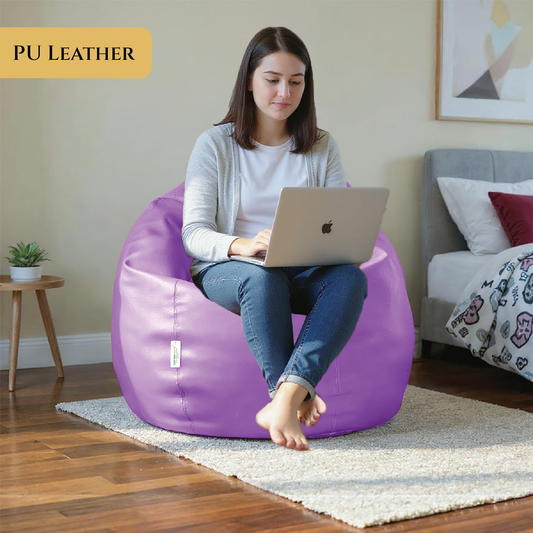 Adult Bean Bag Chair Premium PU Leather 62x105cm - Purple