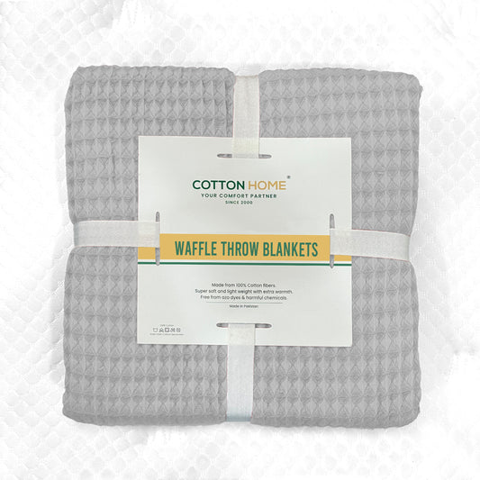 Waffle Weave Blanket 100% Cotton Geometric Throw Blanket 200x230 Silver
