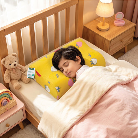 Kids Contour Memory Foam Pillows - Yellow Bear (26x38cm)