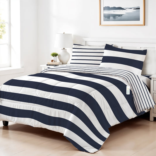 Premium Cotton 4PC Bedding Set Kids Comforter Set 160x220cm Sailor Stripes