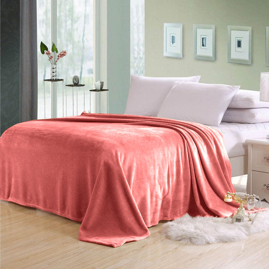 Soft Flannel Blanket Single Size 160x220cm Blush - Cotton Home