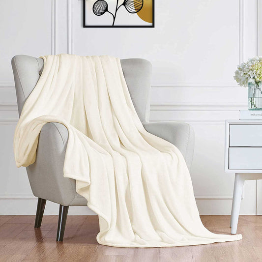 Soft Flannel Blanket Single Size 160x220cm Cream - Cotton Home