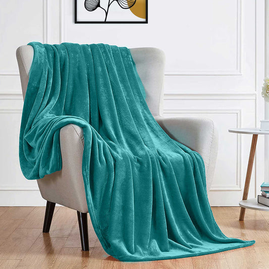 Soft Flannel Blanket Double Size 220x240cm Green - Cotton Home