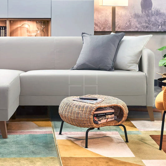 Solcian 3- Seater Chaise Longue Fabric Sofa L145cm x W197cm x H76cm Beige - Cotton Home