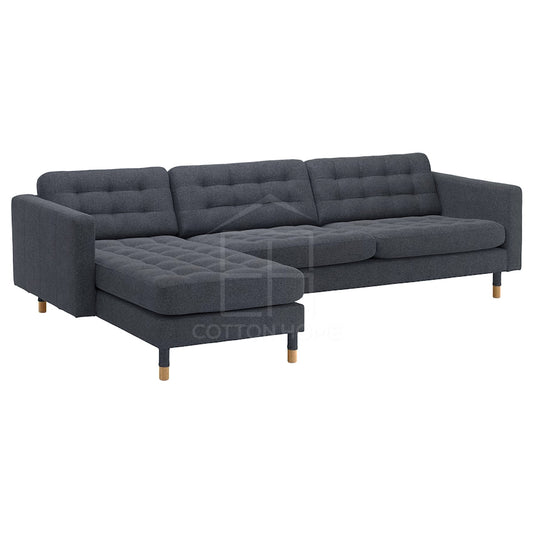 Zestoria 4 Seater Chaise Longue Sofa L158cm x W280cm x H78cm Dark Grey - Cotton Home