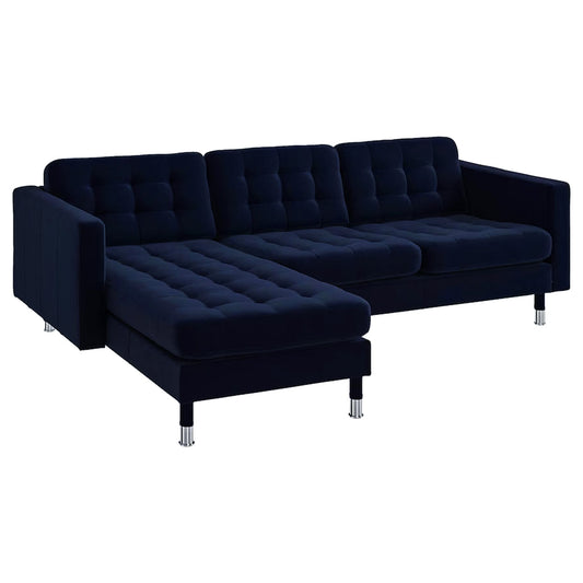 Serenova 3- Seater Chaise Longue Sofa Navy Blue - Cotton Home