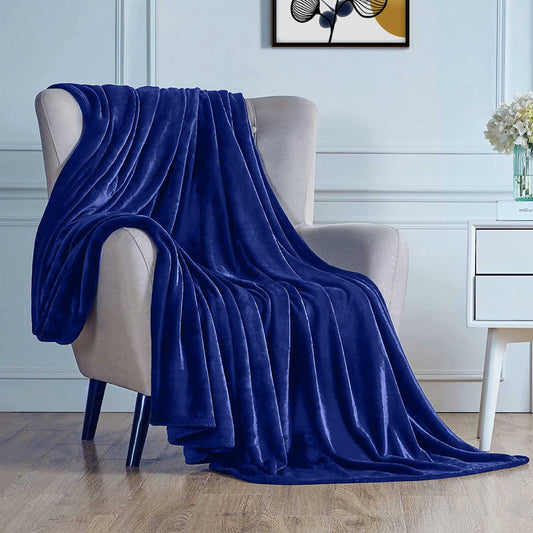 Soft Flannel Blanket Single Size 160x220cm Navy Blue - Cotton Home