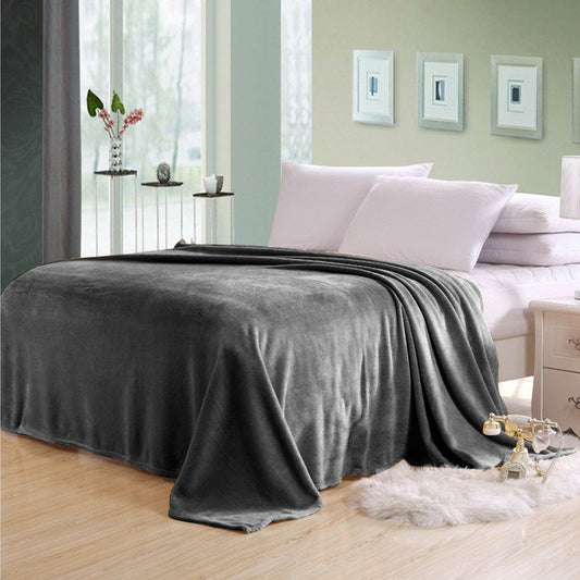 Soft Flannel Blanket Single Size 160x220cm Silver - Cotton Home
