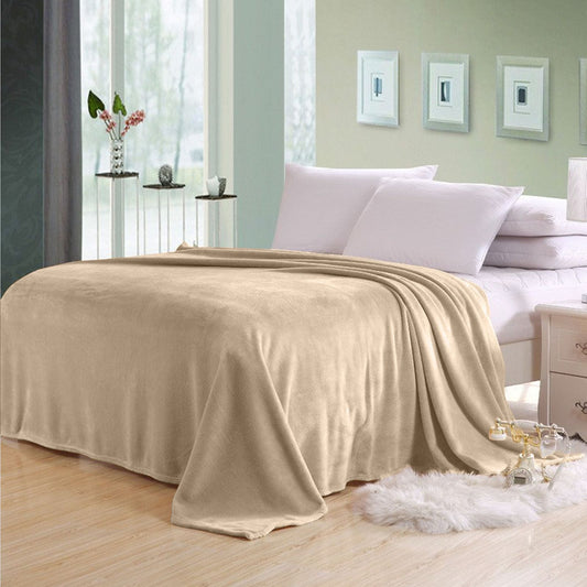 Soft Flannel Blanket Single Size 160x220cm Beige - Cotton Home