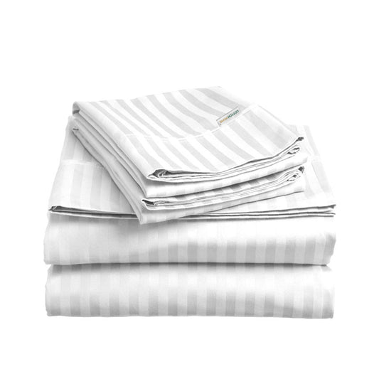 6 Piece Duvet Cover Set 220x240cm Queen - White Stripe - Cotton Home