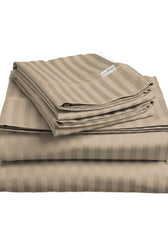 6 Piece Duvet Cover Set 220x240cm Queen - Light Brown Stripe - Cotton Home