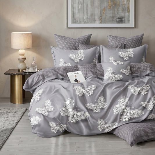 6 Pieces Duvet Cover Set –  220x240cm – Elegant Floral Bedding 01