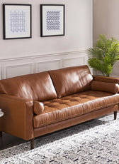 Hixon 3-Seater Faux Leather Sofa L220cm x W83cm x H83cm Brown