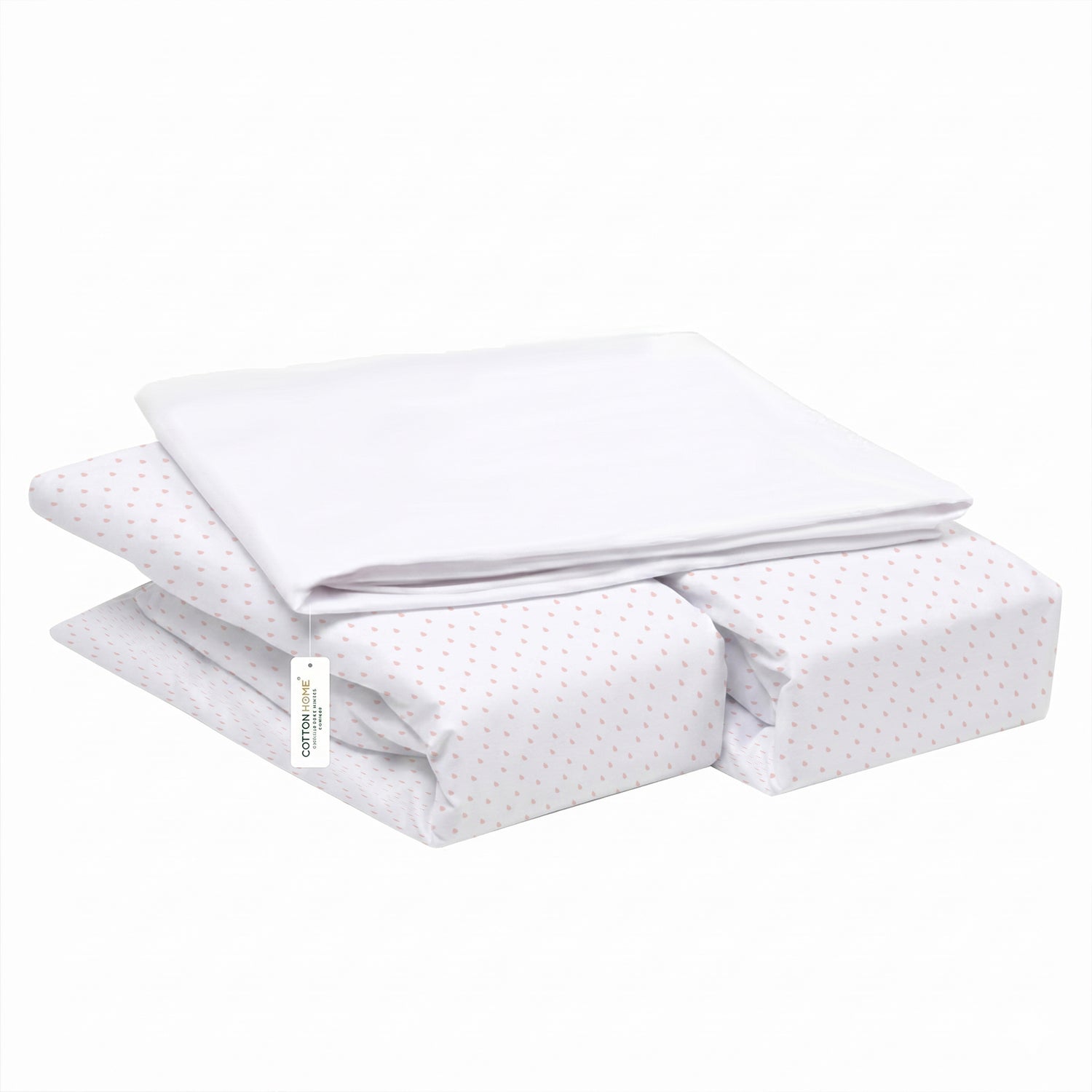 Premium Cotton 3-Piece Baby Crib Bedding Set (120x60 cm) Fitted Baby Mattress Sheets and Protector Pastel Clouds