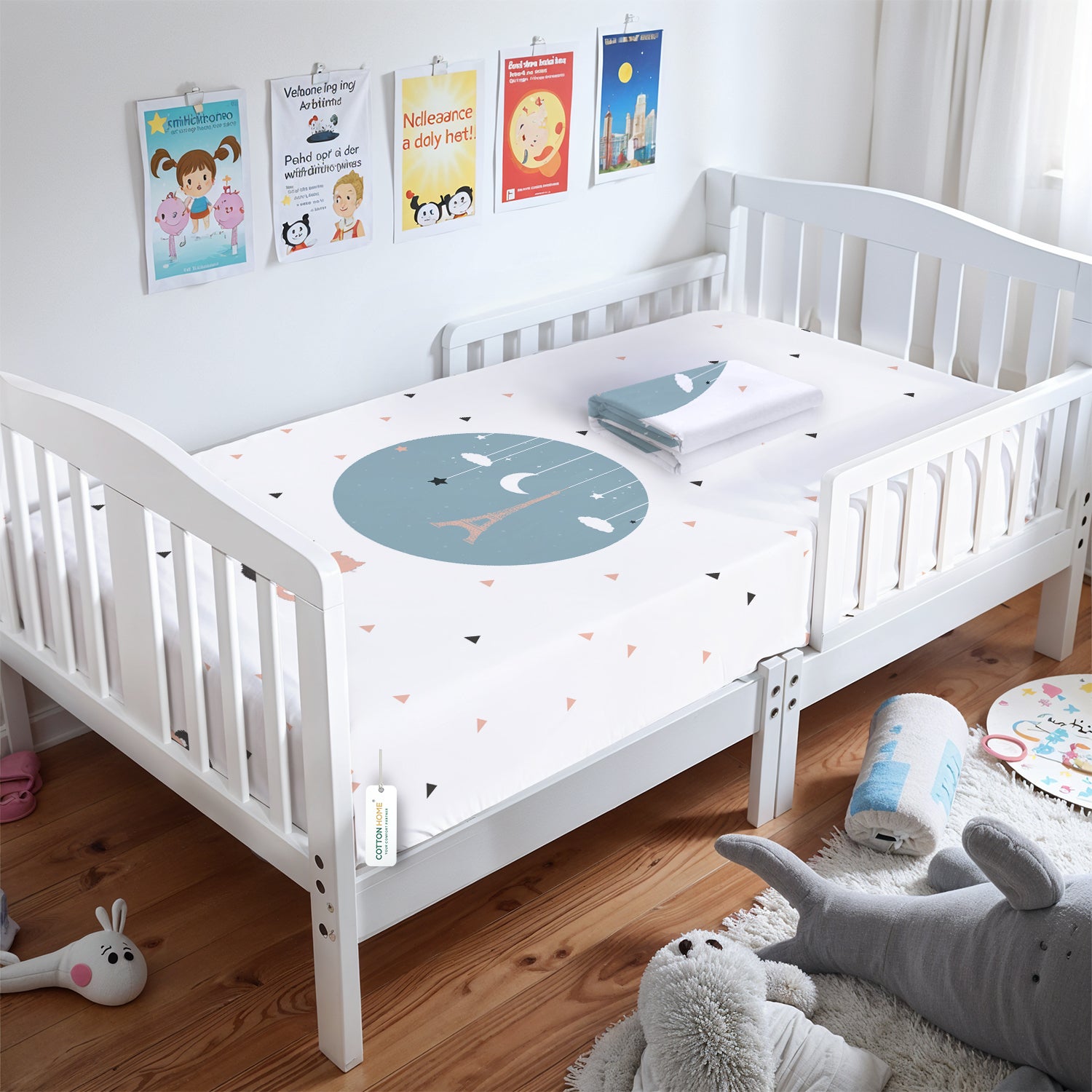 Premium Cotton 2PC Crib Sheets (120x60 cm) Soft, Breathable, Fitted Baby Mattress Sheets Dream Night