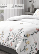 Embroidered 6-Piece King Duvet Cover Set Floral Flowers Microfiber Bedding Set 220×240cm