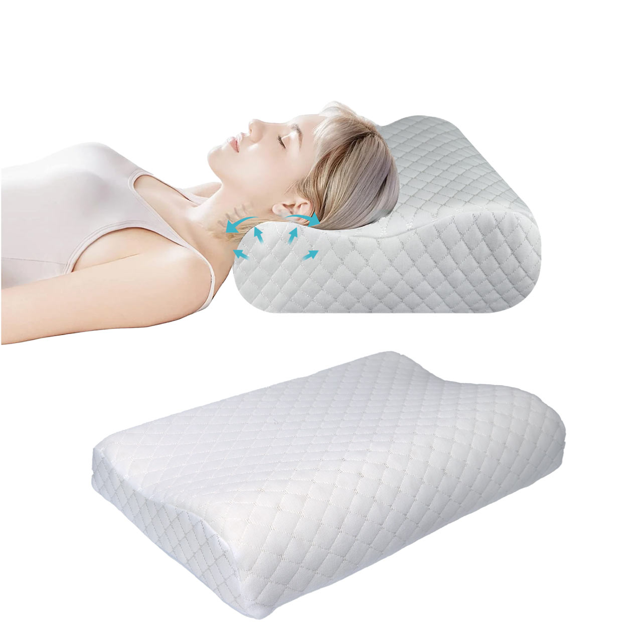 High Quality King Size 40x70 (11x13) Knitted Anti Snore Contour Cervical Neck Support Memory Foam Pillow with Washable Grey Cover - Cotton Home