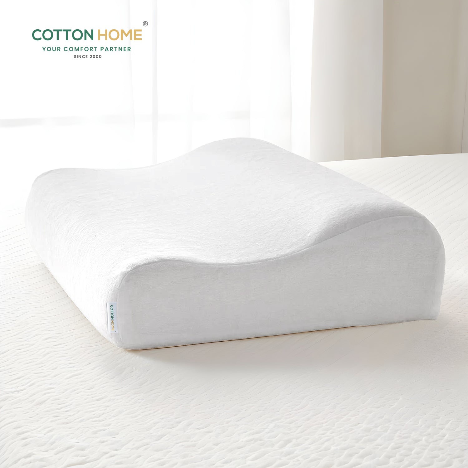 Memory Foam Pillow 40x60 (12x9) High Quality Knitted Anti Snore Contour Cervical Neck Support - Cotton Home