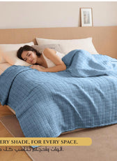 Elegant Square Design Blanket Single Size 150x220 Sky Blue - Cotton Home