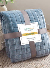 Elegant Square Design Blanket Single 150x220 Size Silver - Cotton Home