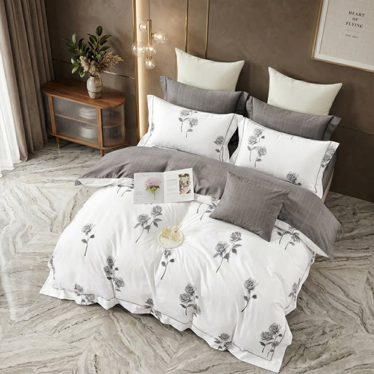 Premium Quality Super Soft King Size 6 pieces Duvet Cover Set 220x240cm Light Grey