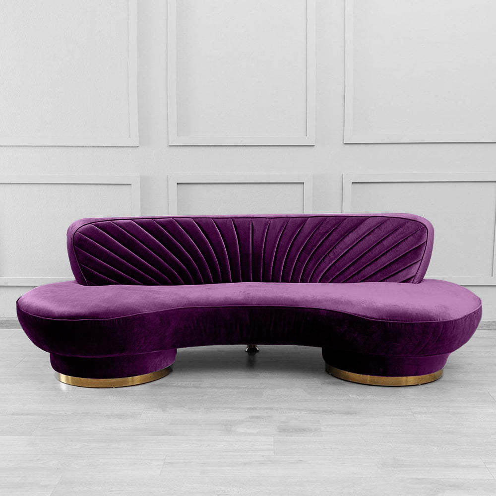Northpol 3 Seater Velvet Sofa in Purple - Elegant Comfort 242cm x 100cm x 78cm - Cotton Home