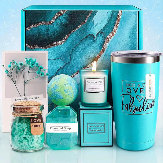 The Sanctuary Box Set – Luxury Home & Bath Gift Bundle Self Care Home Spa Teal