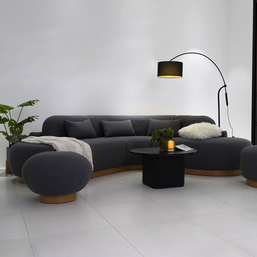 Lorenzo 4 Seater  Corner Sofa Velvet Fabric - Gray -  L245cm x W255cm x H88cm - Cotton Home