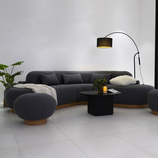 Lorenzo 4 Seater  Corner Sofa Velvet Fabric - Gray -  L245cm x W255cm x H88cm - Cotton Home
